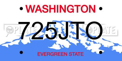 725JTO Washington License Plate