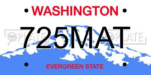 725MAT Washington License Plate