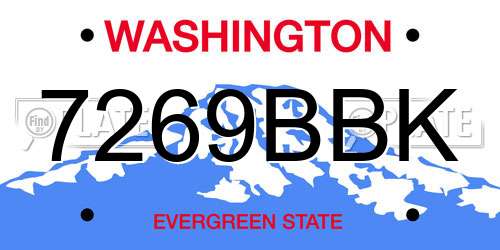 7269BBK Washington License Plate