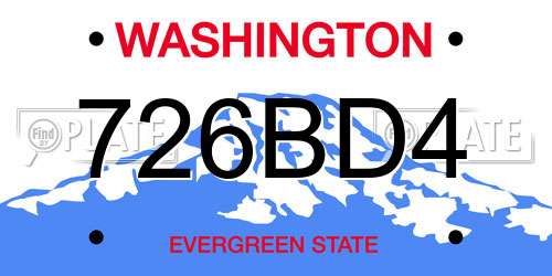726BD4 Washington License Plate