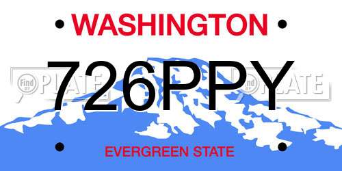 726PPY Washington License Plate
