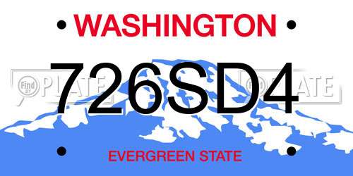 726SD4 Washington License Plate