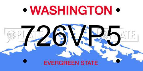 726VP5 Washington License Plate
