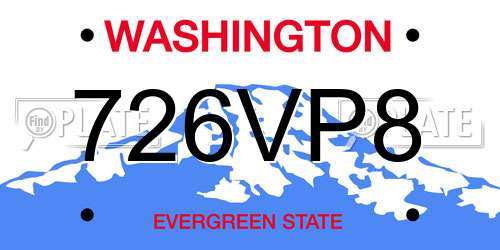 726VP8 Washington License Plate