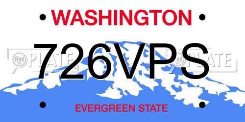 726VPS Washington License Plate