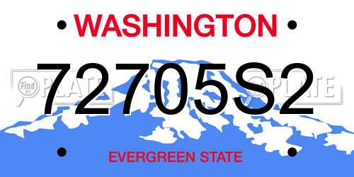 72705S2 Washington License Plate