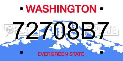 72708B7 Washington License Plate