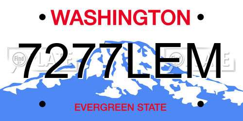 7277LEM Washington License Plate
