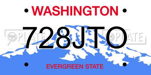 728JTO Washington License Plate