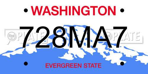 728MA7 Washington License Plate
