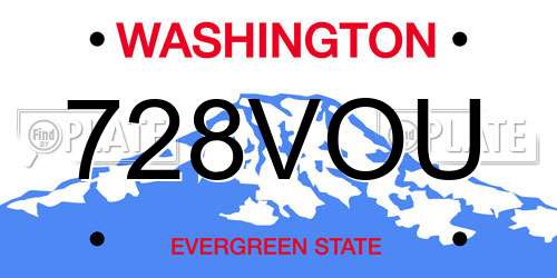 728VOU Washington License Plate