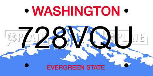 728VQU Washington License Plate