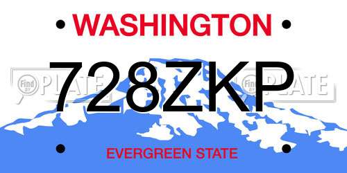 728ZKP Washington License Plate