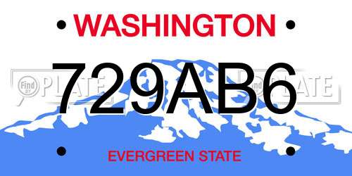 729AB6 Washington License Plate