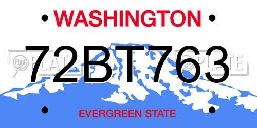 72BT763 Washington License Plate