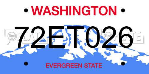 72ET026 Washington License Plate