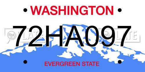 72HA097 Washington License Plate