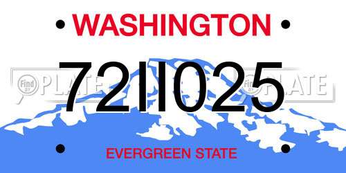 72II025 Washington License Plate