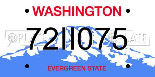 72II075 Washington License Plate