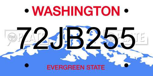 72JB255 Washington License Plate