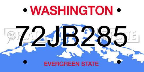 72JB285 Washington License Plate