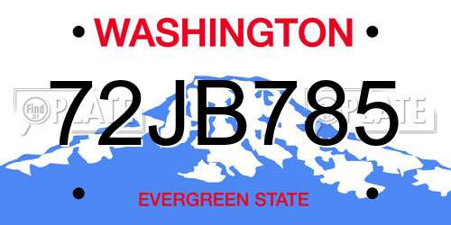 72JB785 Washington License Plate