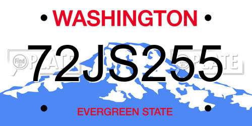 72JS255 Washington License Plate