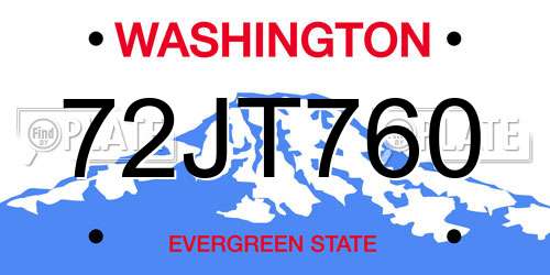 72JT760 Washington License Plate