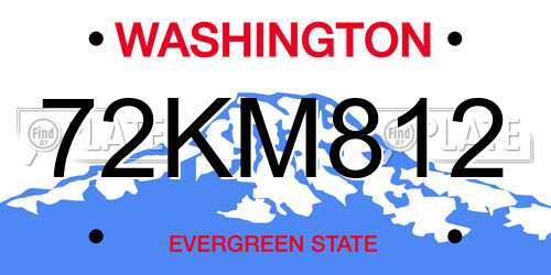 72KM812 Washington License Plate