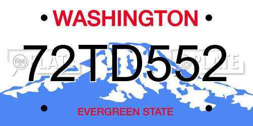 72TD552 Washington License Plate