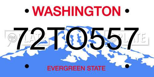 72TO557 Washington License Plate