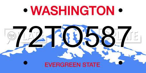 72TO587 Washington License Plate