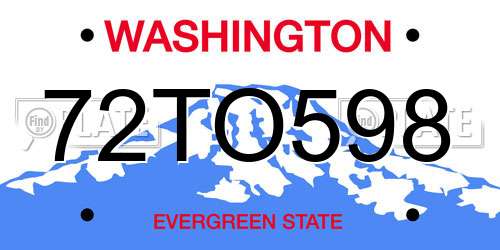 72TO598 Washington License Plate