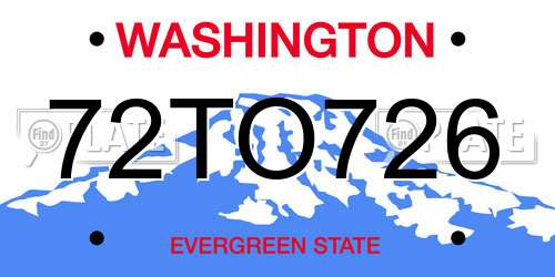 72TO726 Washington License Plate