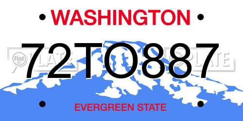72TO887 Washington License Plate