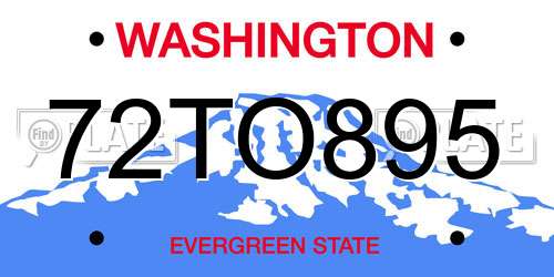 72TO895 Washington License Plate