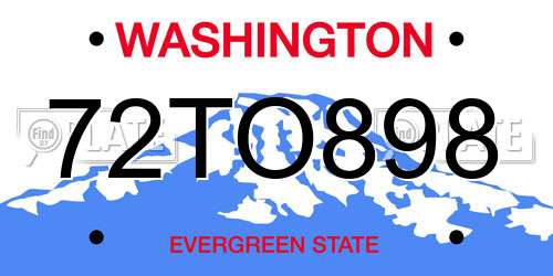 72TO898 Washington License Plate