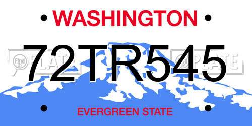 72TR545 Washington License Plate