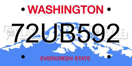 72UB592 Washington License Plate