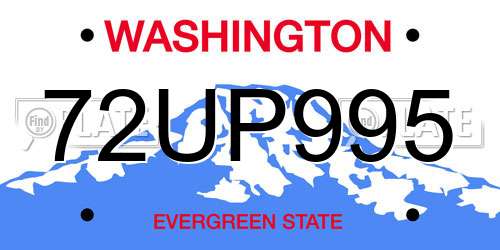 72UP995 Washington License Plate