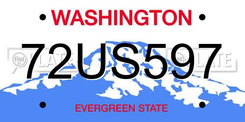 72US597 Washington License Plate