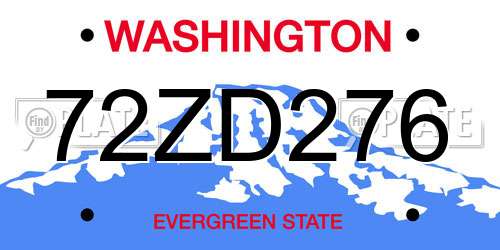 72ZD276 Washington License Plate