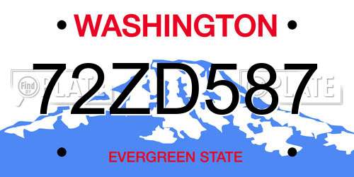 72ZD587 Washington License Plate