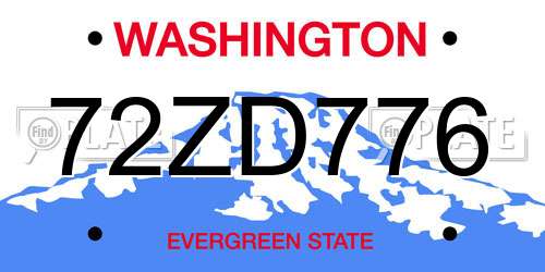 72ZD776 Washington License Plate