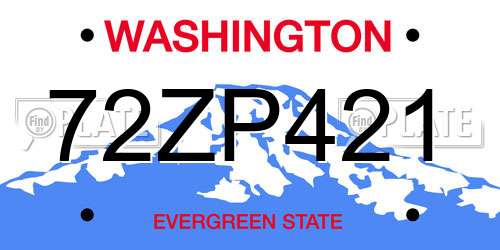 72ZP421 Washington License Plate