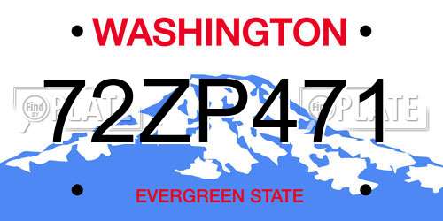 72ZP471 Washington License Plate