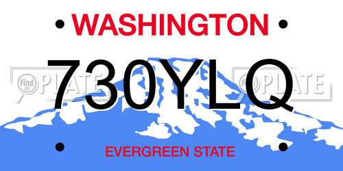 730YLQ Washington License Plate