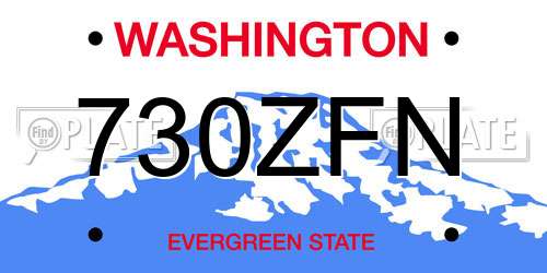 730ZFN Washington License Plate
