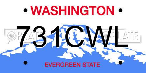 731CWL Washington License Plate