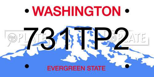 731TP2 Washington License Plate